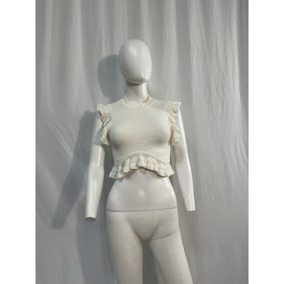 Tularosa 'Zanea' White Cotton Ruffle Top Size XS - Picture 2 of 5